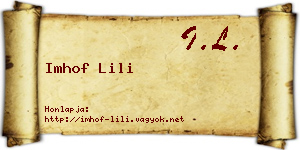 Imhof Lili névjegykártya
